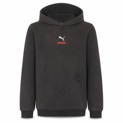 Front view of Puma boys’ black 13-14 years pullover hoodie cotton fleece sportswear