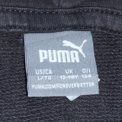 Puma Boys Black 13-14 Years Pullover Hoodie Cotton Fleece Sportswear