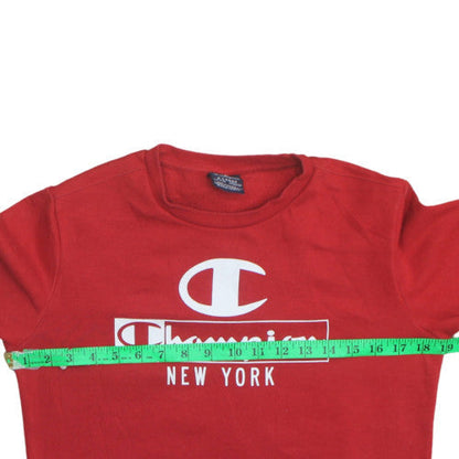 Champion Boys Red Pullover Sweatshirt 13-14 Years Graphic Logo Crew Neck