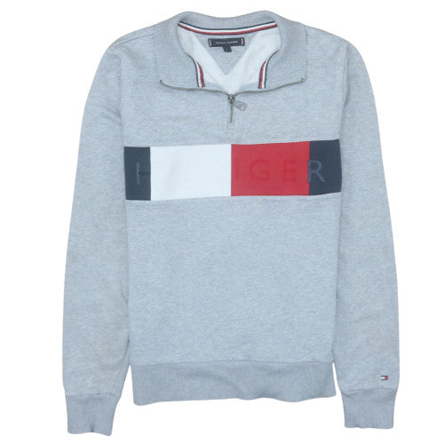 Mens UK Size S Tommy Hilfiger Grey Henley Sweatshirt