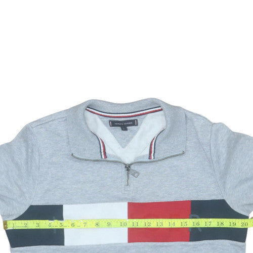 Mens UK Size S Tommy Hilfiger Grey Henley Sweatshirt