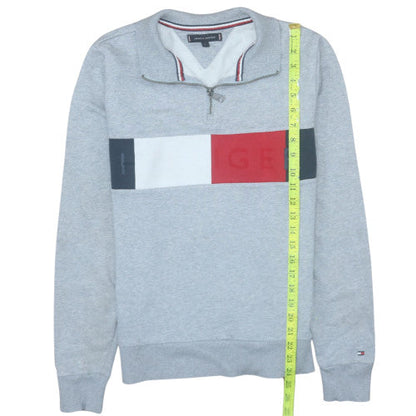 Mens UK Size S Tommy Hilfiger Grey Henley Sweatshirt