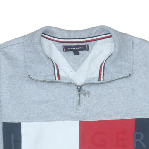 Mens UK Size S Tommy Hilfiger Grey Henley Sweatshirt