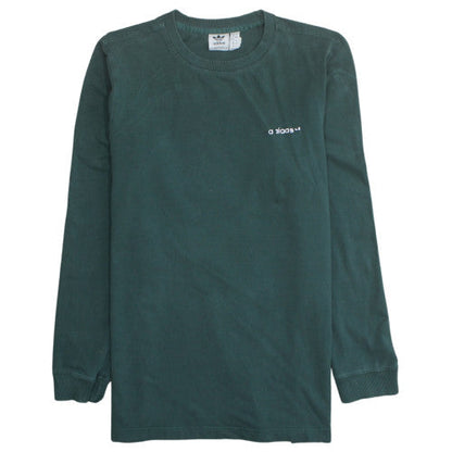 Adidas Mens Green Long Sleeve Crew Neck Cotton T-Shirt Size L