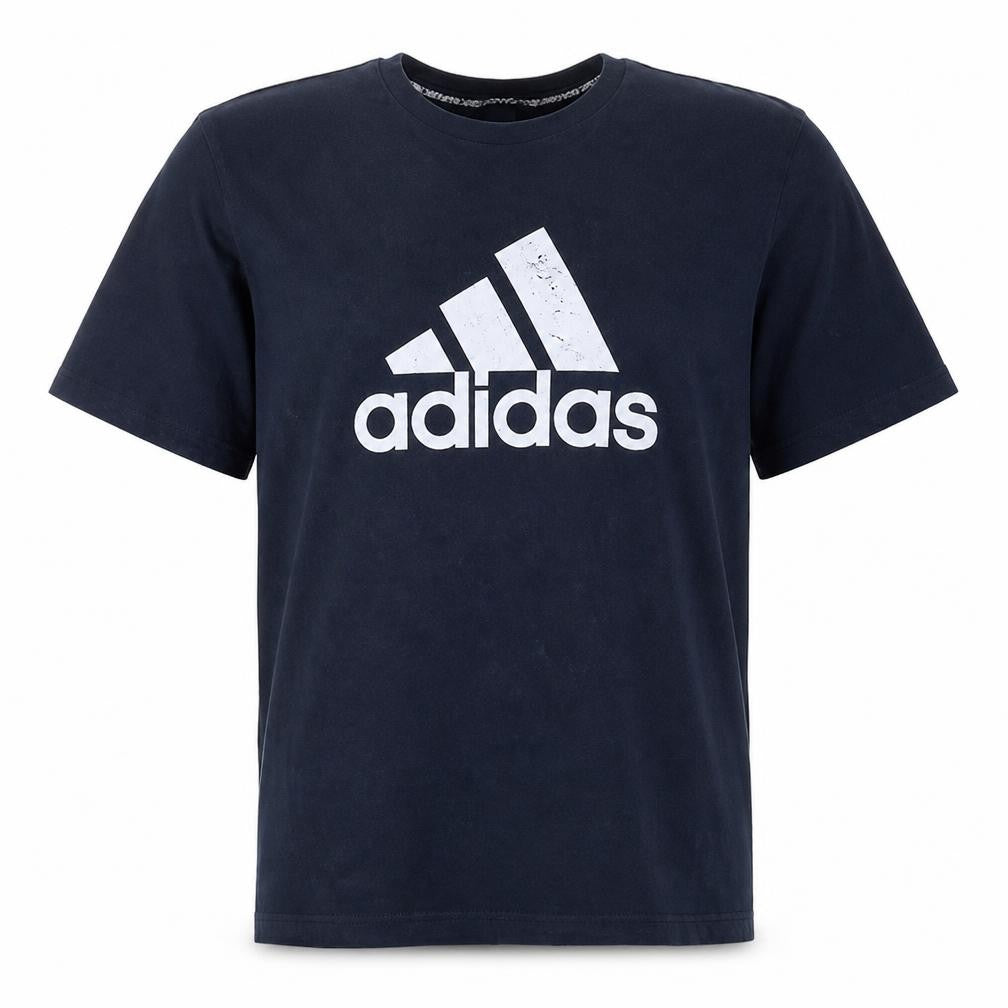 Front view of Adidas Men's Navy Blue Short Sleeve Sports Logo T-Shirt M