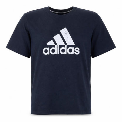Front view of Adidas Men's Navy Blue Short Sleeve Sports Logo T-Shirt M