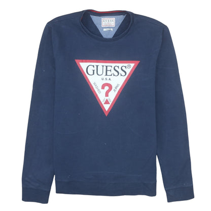 Mens UK Size M GUESS Blue Pullover Sweatshirt