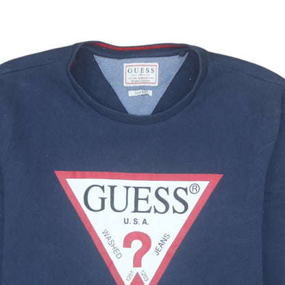Mens UK Size M GUESS Blue Pullover Sweatshirt