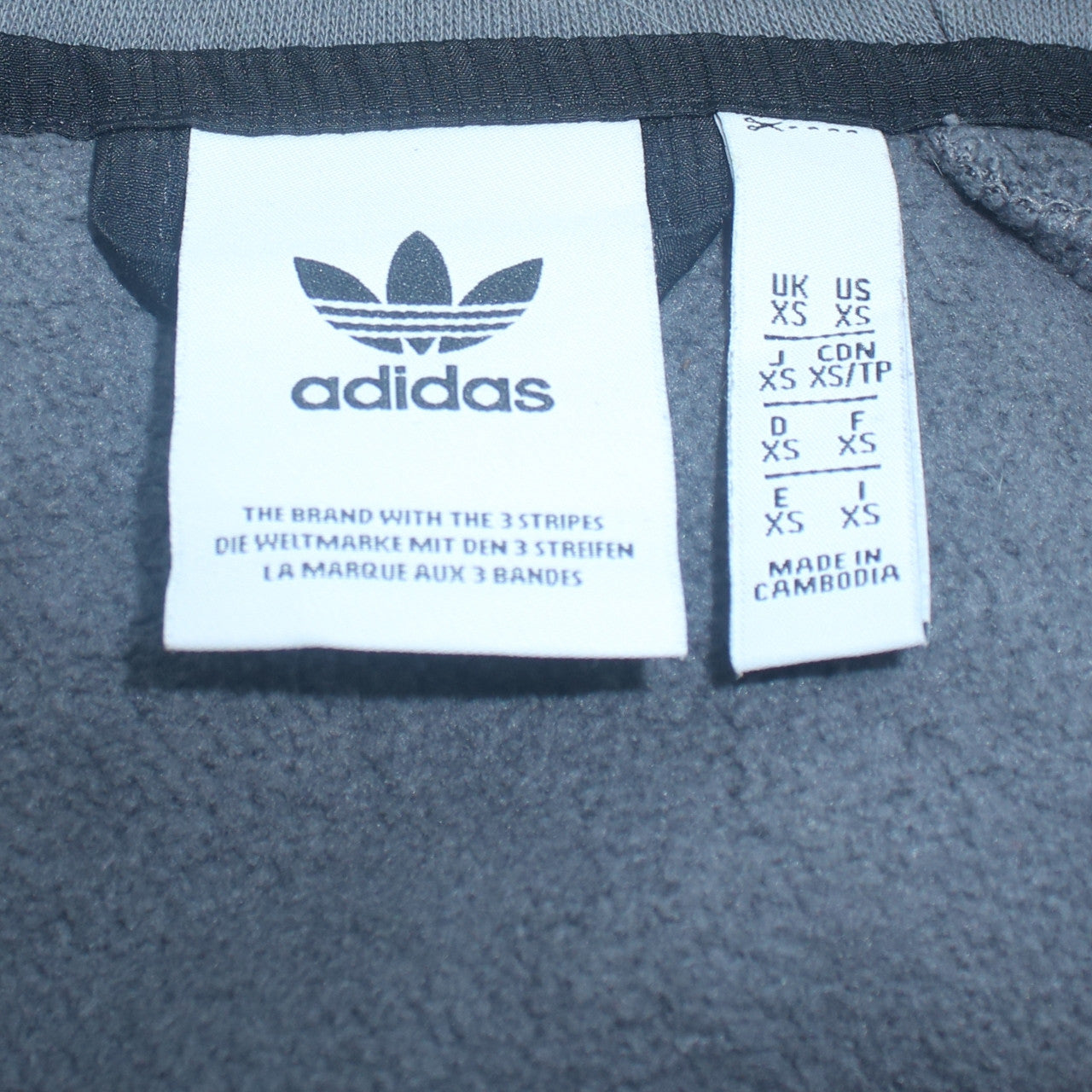 Mens UK Size XS adidas Grey Full Zip Hoodie