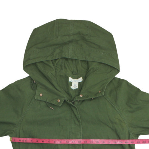 L.O.G.G Women Green Cotton Hooded Parka Jacket Size 16
