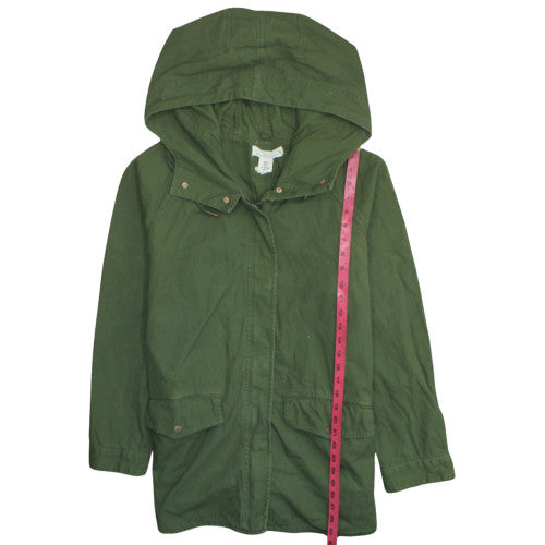 L.O.G.G Women Green Cotton Hooded Parka Jacket Size 16