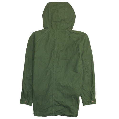 L.O.G.G Women Green Cotton Hooded Parka Jacket Size 16