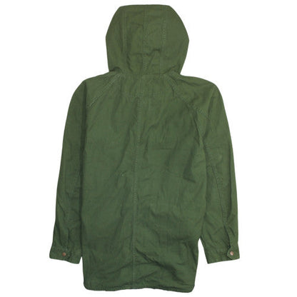 L.O.G.G Women Green Cotton Hooded Parka Jacket Size 16