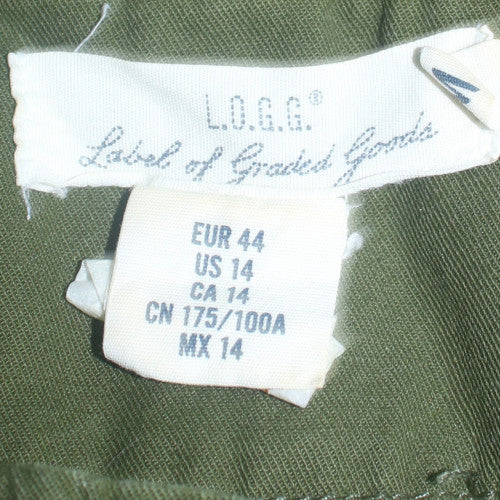L.O.G.G Women Green Cotton Hooded Parka Jacket Size 16