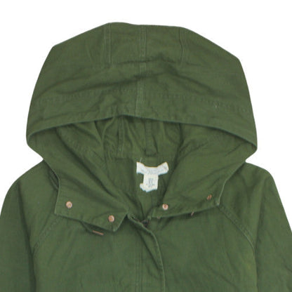 L.O.G.G Women Green Cotton Hooded Parka Jacket Size 16