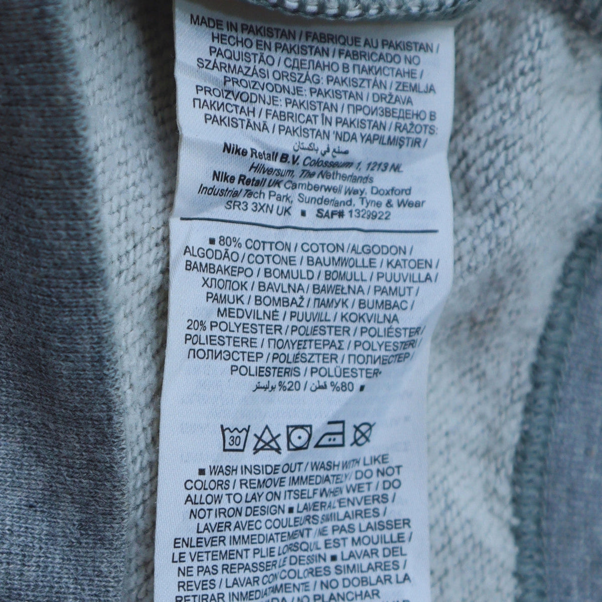 Mens UK Size S Nike Grey Pullover Sweatshirt