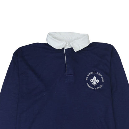 Halbro Men's Blue Long Sleeve Rugby Polo Shirt XL 117cm Classic Fit