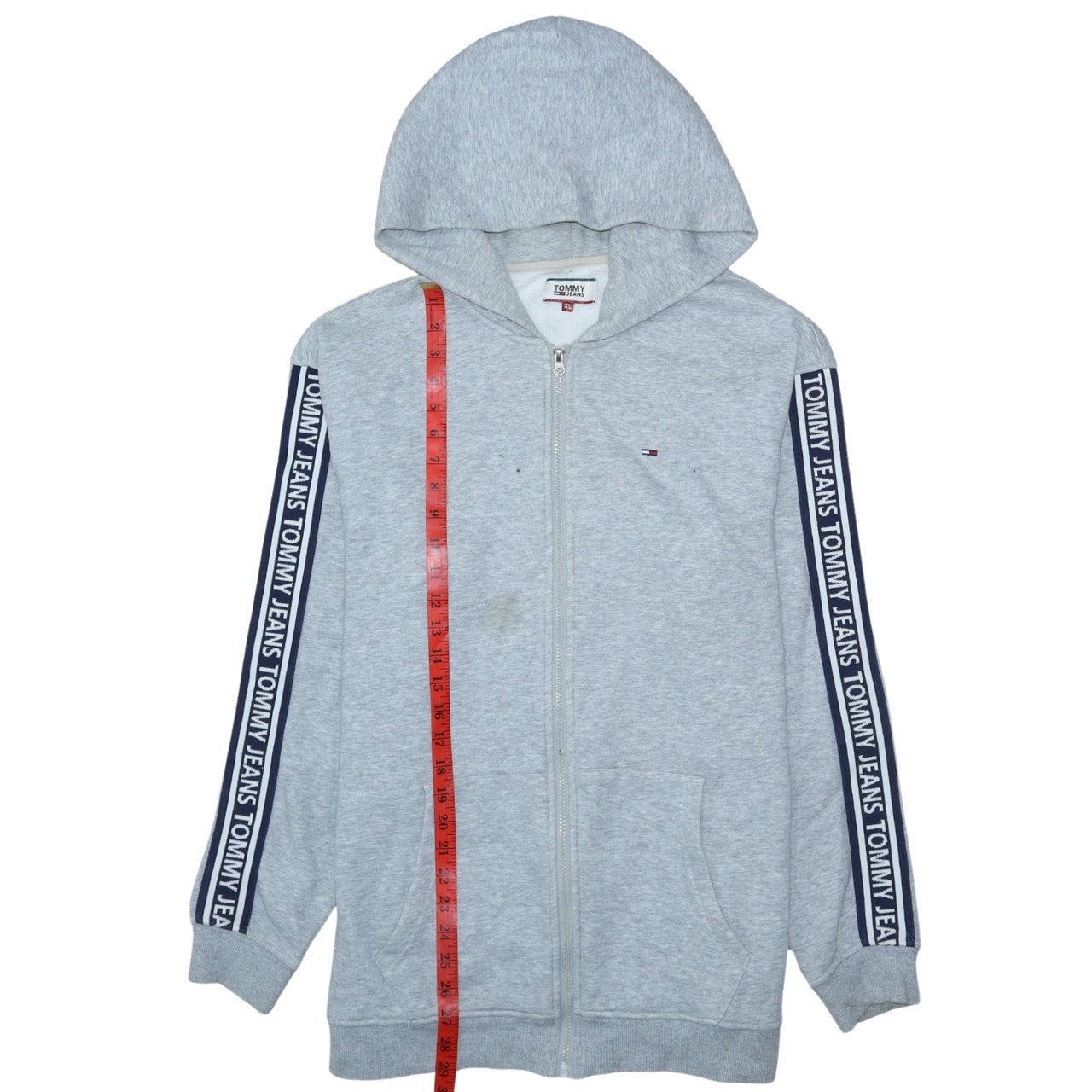 Mens UK Size XL Tommy Jeans Grey Full Zip Hoodie