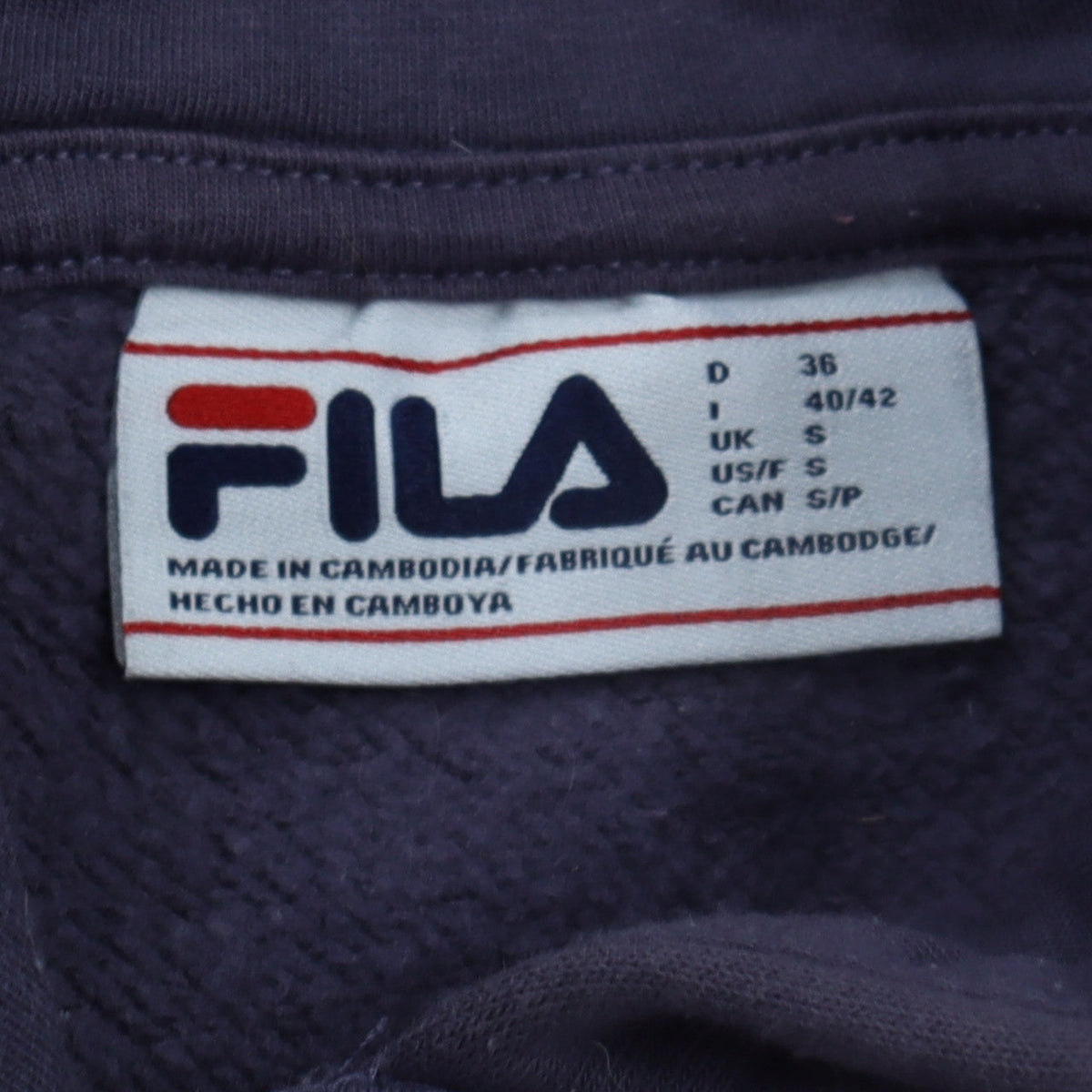 Fila Mens Blue Pullover Hoodie Small Regular Fit Cotton Blend