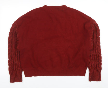 Womens UK Size M Zara Red Pullover Jumper