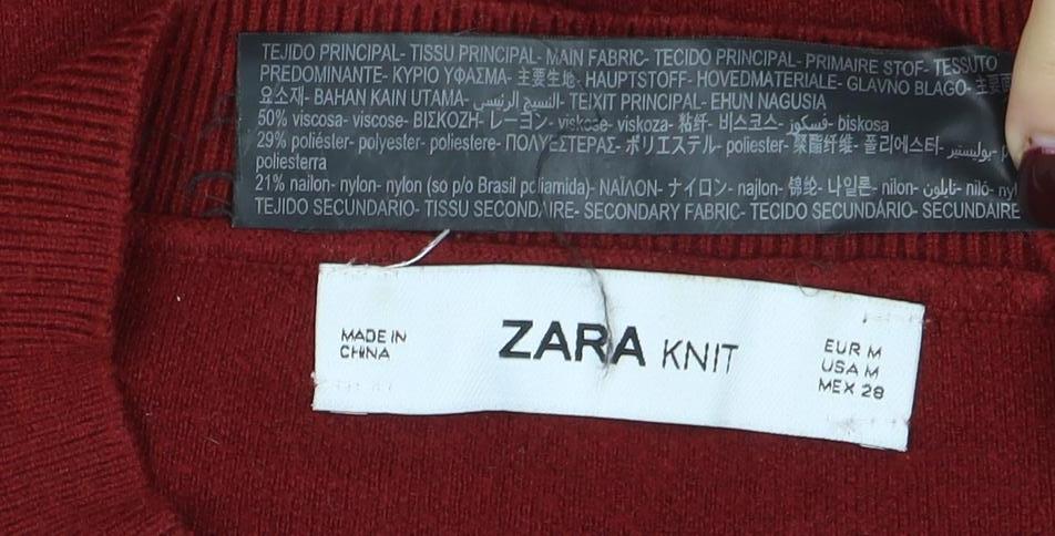 Womens UK Size M Zara Red Pullover Jumper