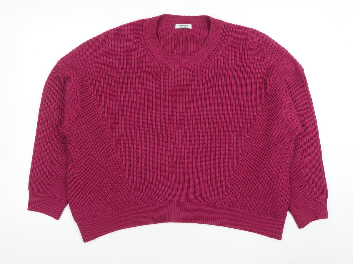 Womens UK Size M Simply Be Pink Pullover Jumper