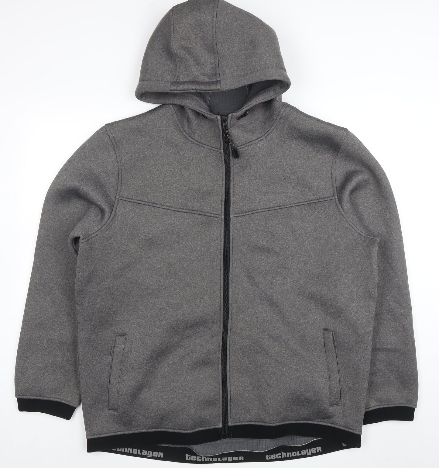 Mens UK Size 2XL Workout Grey Full Zip Hoodie
