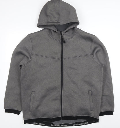 Mens UK Size 2XL Workout Grey Full Zip Hoodie