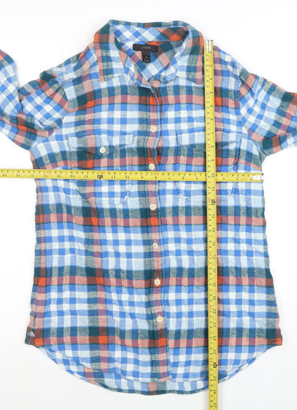 J.Crew Men's Multicoloured Check Flannel Button-Up Shirt Size 14 Regular Fit
