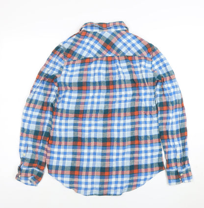 J.Crew Men's Multicoloured Check Flannel Button-Up Shirt Size 14 Regular Fit