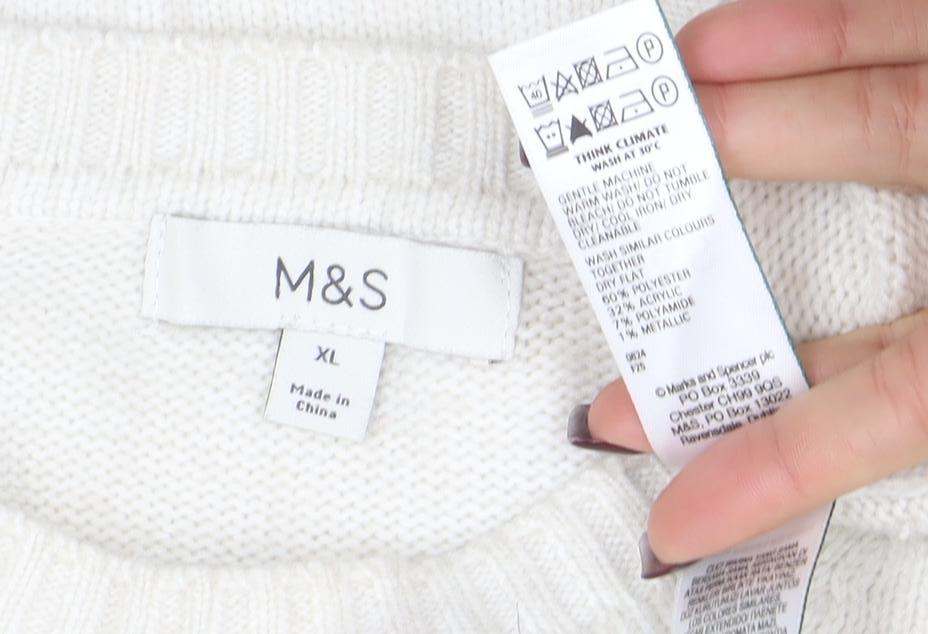 Womens UK Size XL Marks and Spencer Ivory Pullover Jumper