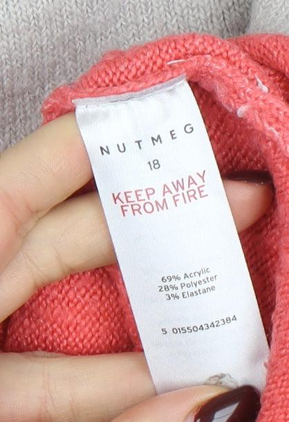 Nutmeg Women’s Multicoloured Striped Crew Neck Pullover Jumper Size 18