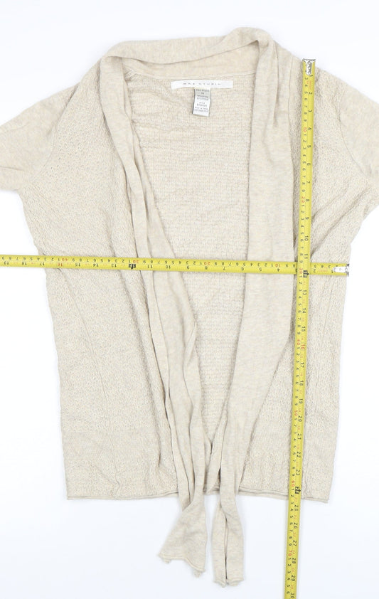Max Studio Women's Beige XS Lightweight Open Knit Cardigan
