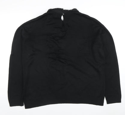 Papaya Women’s Black Collared Studded Long Sleeve Pullover Jumper Size 16