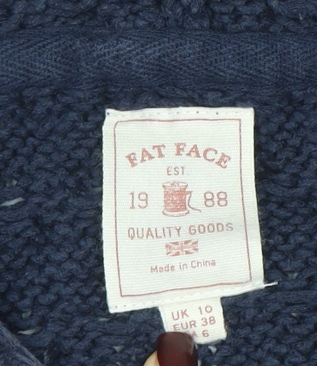 Womens UK Size 10 Fat Face Blue Pullover Jumper