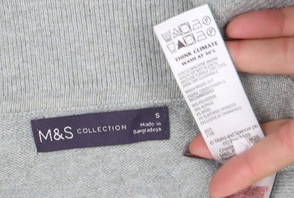 Marks and Spencer Women Grey Collared V-Neck Knit Jumper Size S