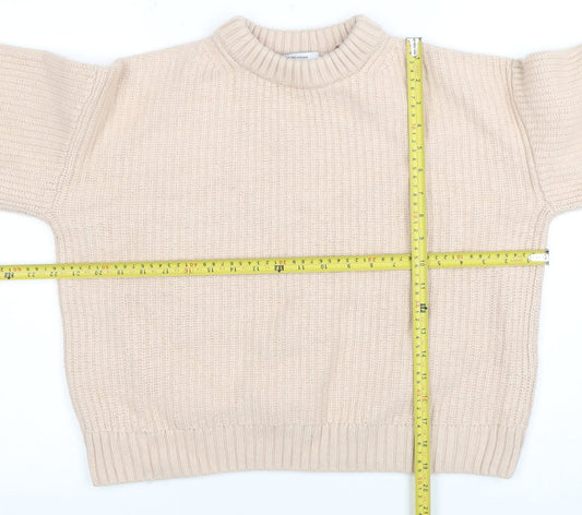 & Other Stories Women Beige Wool Cotton Knit Jumper Size S Crew Neck