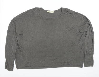 Oasis Women Grey Cotton Knit Long Sleeve Blouse Size M