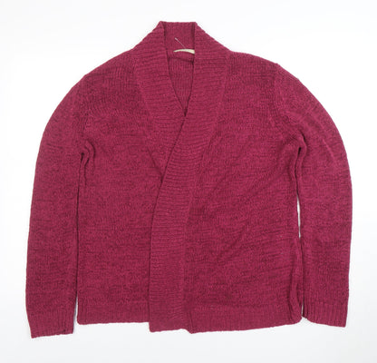Marks and Spencer Women Pink Size 14 Chunky Knit Open Cardigan
