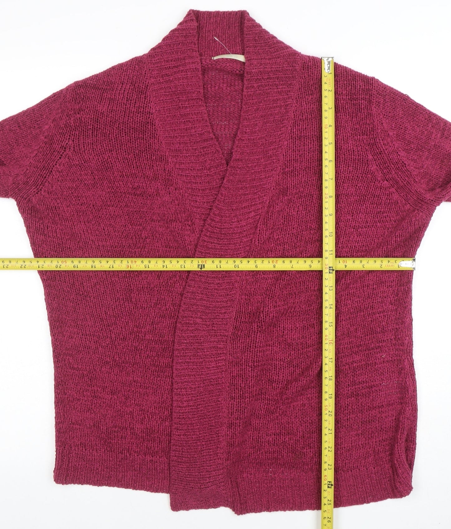 Marks and Spencer Women Pink Size 14 Chunky Knit Open Cardigan