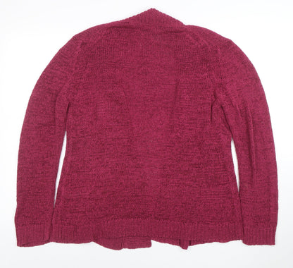 Marks and Spencer Women Pink Size 14 Chunky Knit Open Cardigan