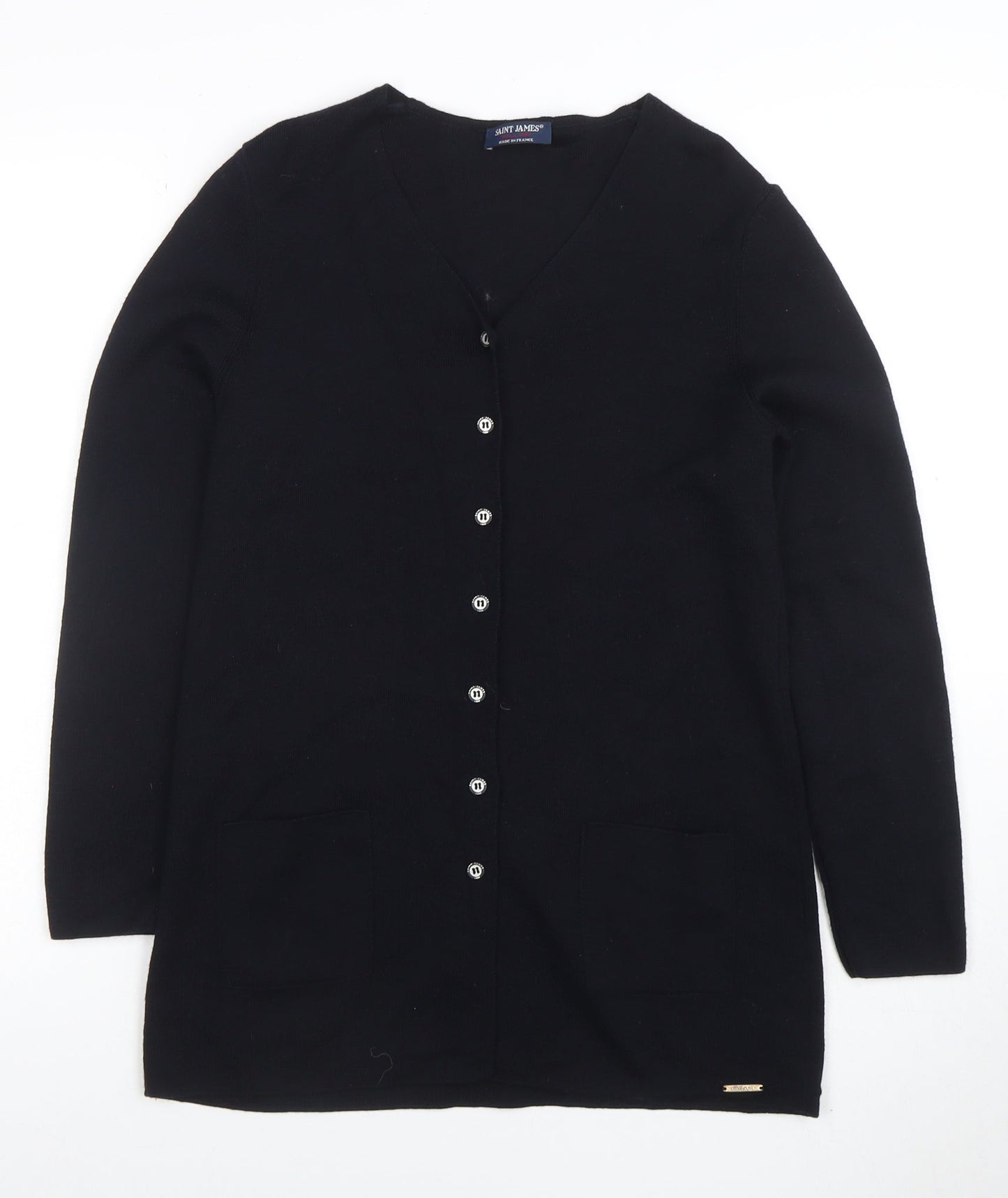 Womens UK Size 2XS Saint James Black Cardigan Jumper