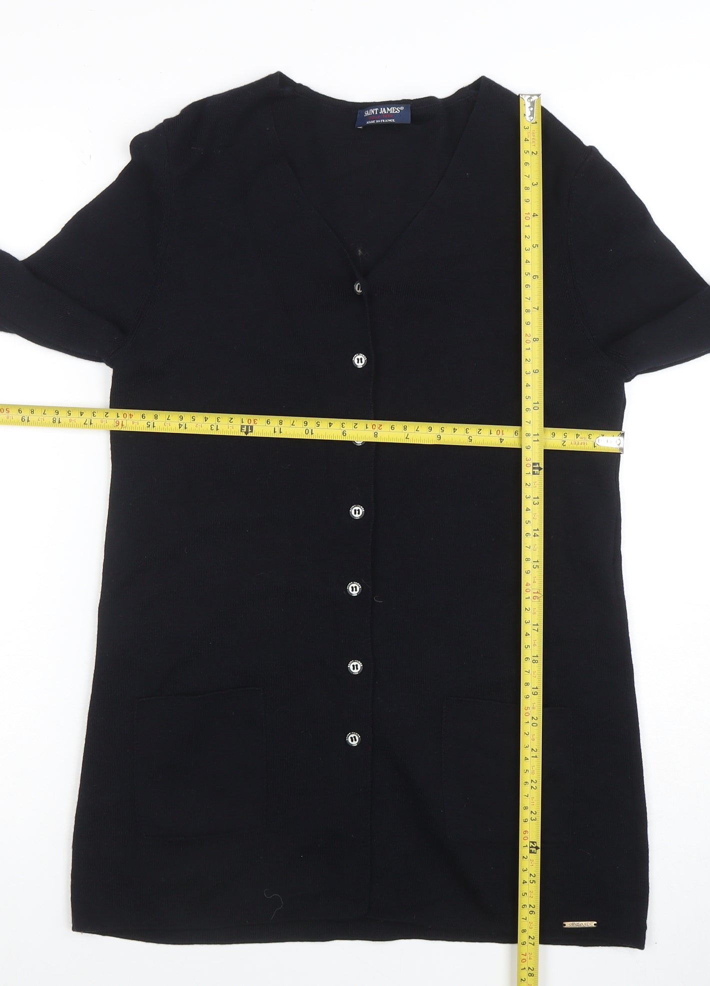 Womens UK Size 2XS Saint James Black Cardigan Jumper