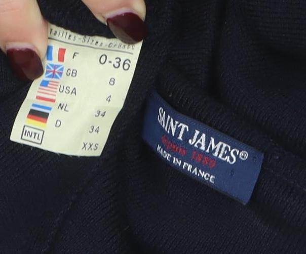 Womens UK Size 2XS Saint James Black Cardigan Jumper