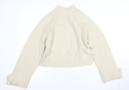 Friends Like These Women Ivory Mock Neck Ribbed Knit Jumper Size 10