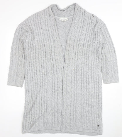 L.O.G.G. Womens Grey Cable-Knit Open Cardigan Size 12