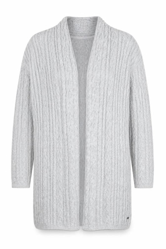 L.O.G.G. Womens Grey Cable-Knit Open Cardigan Size 12