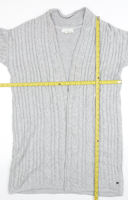 L.O.G.G. Womens Grey Cable-Knit Open Cardigan Size 12