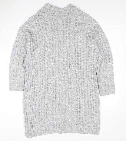 L.O.G.G. Womens Grey Cable-Knit Open Cardigan Size 12