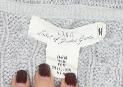 L.O.G.G. Womens Grey Cable-Knit Open Cardigan Size 12